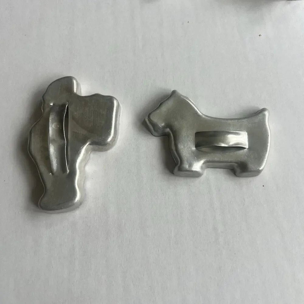 Vintage Aluminum Cookie Cutters Lot Of 8 Pieces Tomado Holland 6 Animal Linzer
